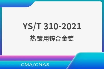 YS/T 310-2021热镀用锌合金锭